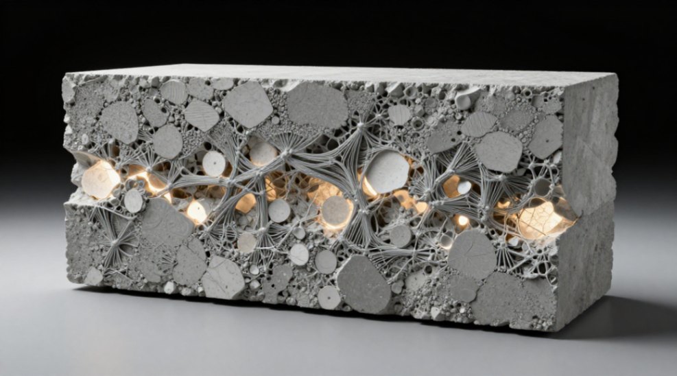 Nano clay additives react to form additional C-S-H gel, densifying the concrete microstructure.